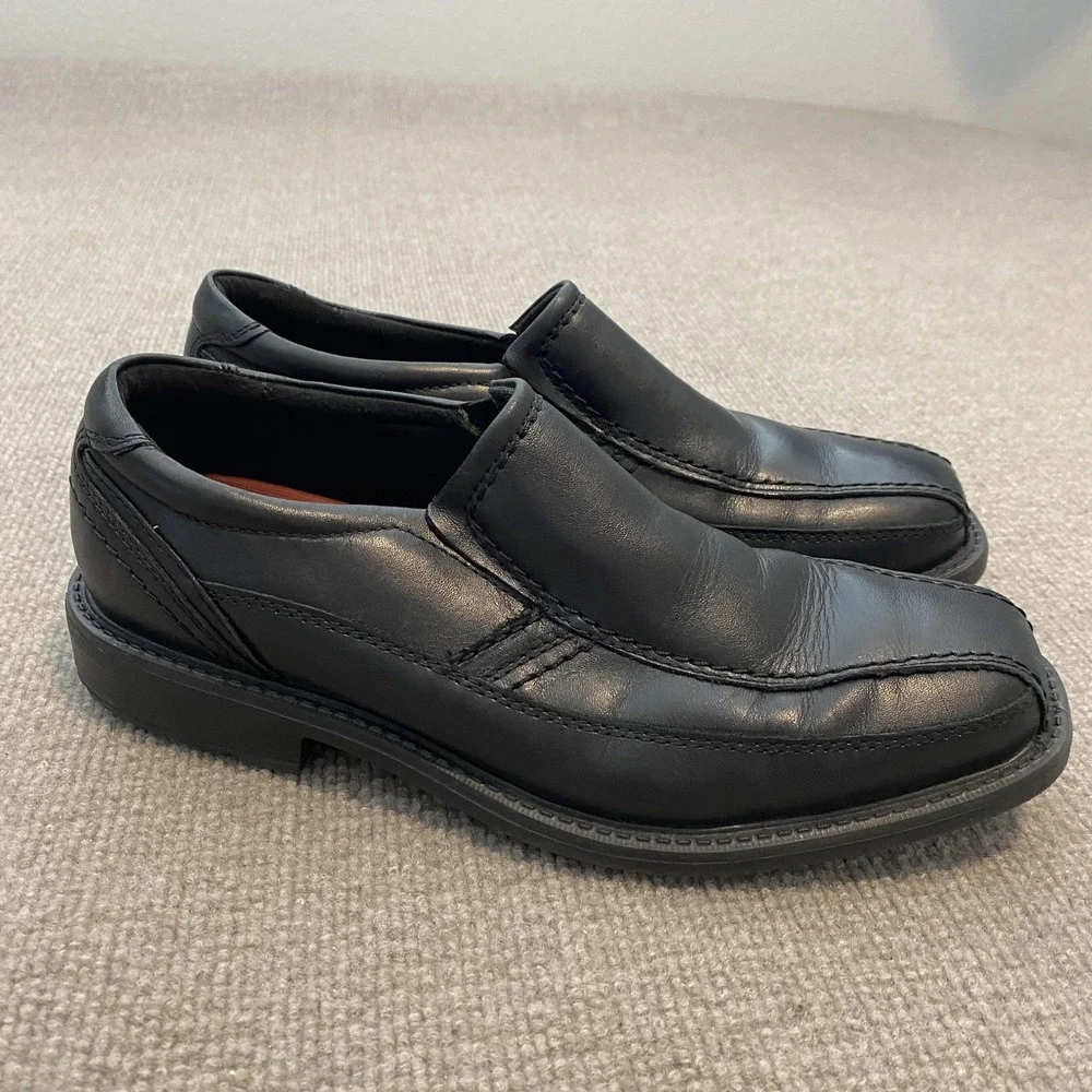 Rockport Shoes Mens Size 8 M Black Leather Slip On Dress Oxfords TruTECH Comfort